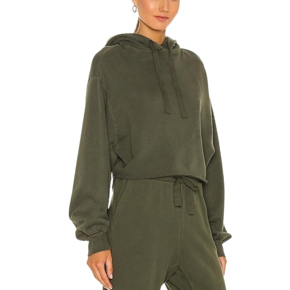 FRAME | Green Easy Cropped Hoodie Sweatshirt Size Medium - Picture 2 of 9